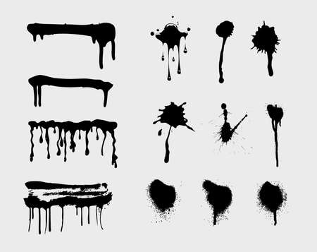 Hand painted spray lines and drips collectionのイラスト素材