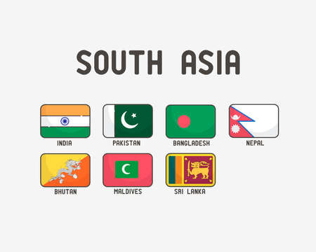 South Asia flags setのイラスト素材
