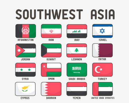 Southwest Asia flags setのイラスト素材