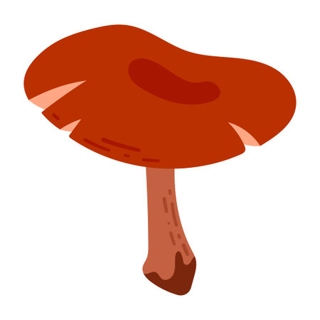 Rustic Woodland Mushroom. Nature Illustration of Brown Forest Fungi Isolated on Whiteのイラスト素材