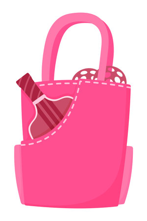 Pink Pickleball Tote Bag with Paddle and Balls. Stylish Sports Equipment for Women, Perfect for Active Lifestyles, Training, and Outdoor Gamesのイラスト素材