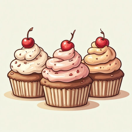 Delicious cherry chocolate dessert illustration imageの素材