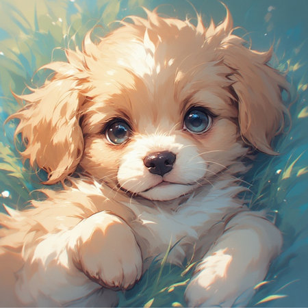 Cute puppy animal illustration imageの素材