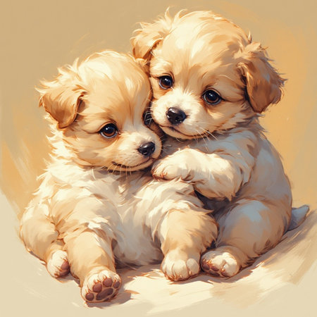 Cute puppy animal illustration imageの素材