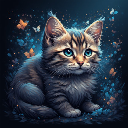 Cute cat animal illustration imageの素材