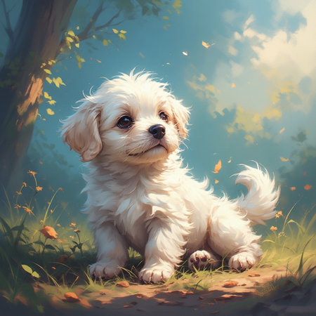 Cute puppy animal illustration imageの素材