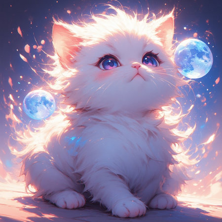 Cute cat animal illustration image with space backgroundの素材