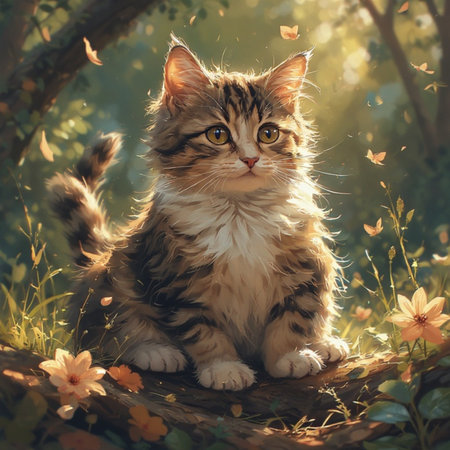 Cute cat animal illustration imageの素材
