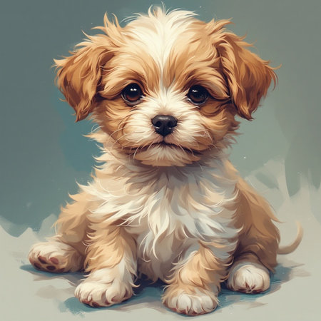 Cute puppy animal illustration imageの素材
