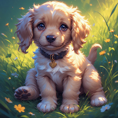 Cute puppy animal illustration imageの素材