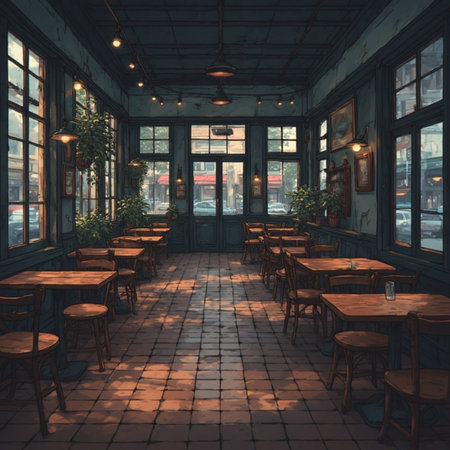 A cozy coffee shop cafe illustration imageの素材