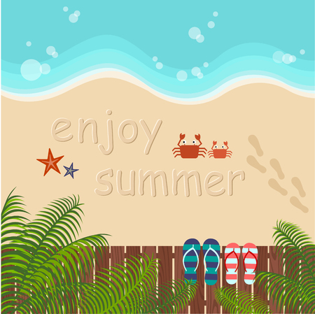 background of summer beach with couple flip flopsのイラスト素材