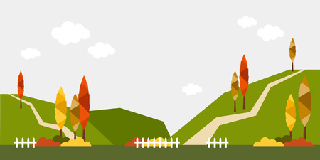 flat background-mountain, tree, hillのイラスト素材