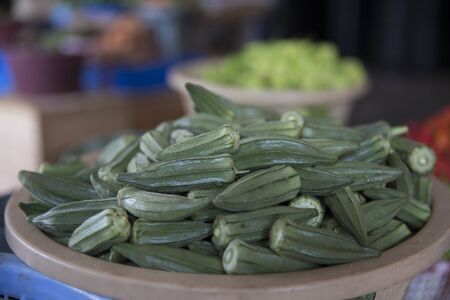 Okra/Okro in a basket from Ghana Marketの写真素材