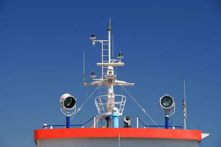 Radar, aerials and telecommunications command center on board of a ship
の写真素材