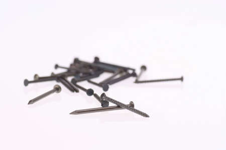 Macro of nails isolated on white backgroundの写真素材