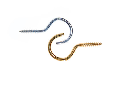  hook bolt, screw in white backgroundの写真素材