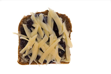 jam and cheese on a piece of bread - isolatedの写真素材