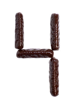 number, figure -  chocolate sticks isolated on whiteの写真素材