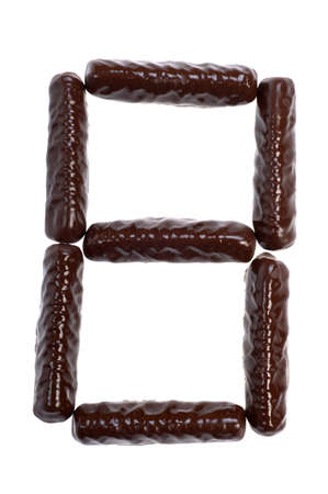number, figure -  chocolate sticks isolated on whiteの写真素材