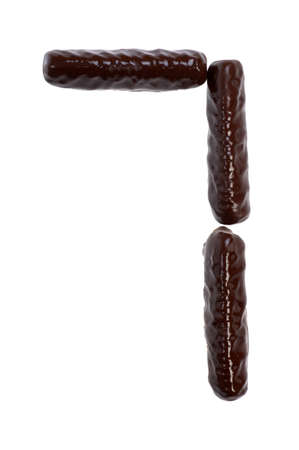 number, figure -  chocolate sticks isolated on whiteの写真素材