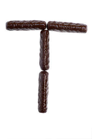 number, figure -  chocolate sticks isolated on whiteの写真素材