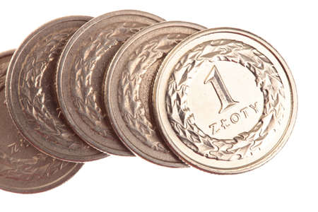 polish money - zloty isolated on white backgroundの写真素材