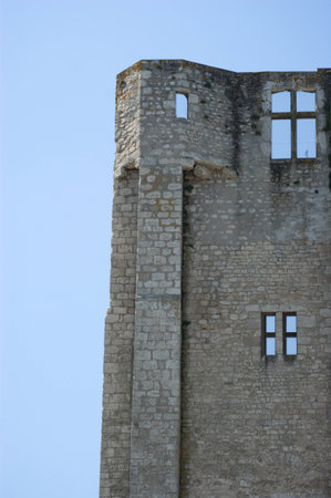 France, castle of Beaugency - blue skyの写真素材