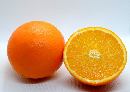 Orange against a white backgroundの写真素材