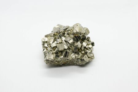 Pyrite crystal against white backgroundの写真素材