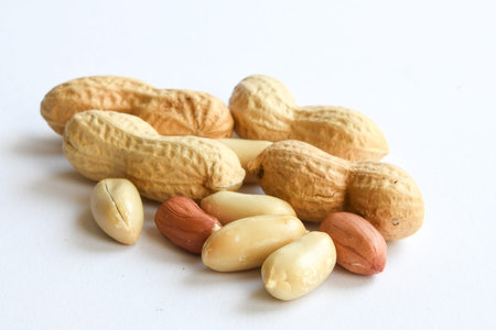 Peanuts on a white background