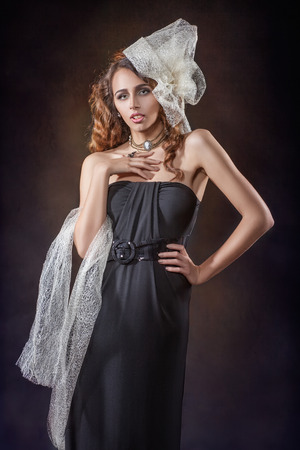 Beautiful woman with stylish hair on his head の写真素材