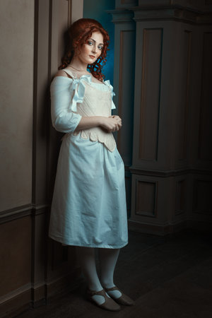 Woman dressed in Renaissance style as a maid.
