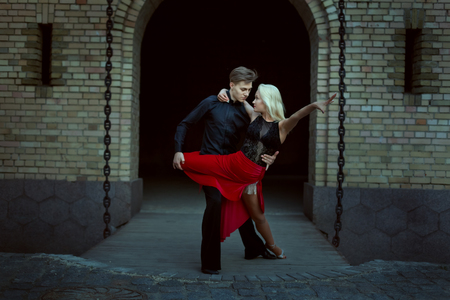 Two dancers during the dance, they dance Latin American dance.の写真素材