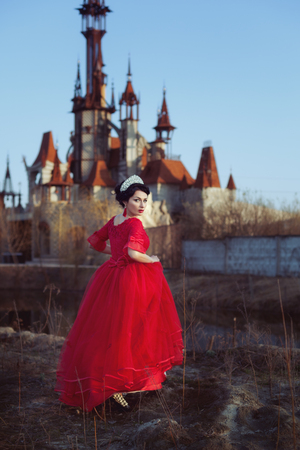 Princess background of an ancient castle, fabulous picture of Victorian style.の写真素材