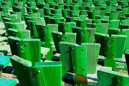 green seats in the outdoor theatre, Hungaryの写真素材