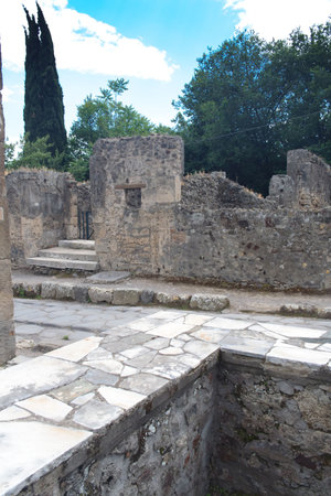 ancient restaurant inside out in Pompeii, Italyの写真素材