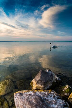 lake Balaton in the nightの写真素材
