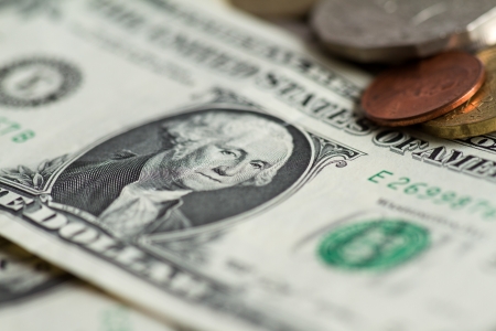 dollar money and coin closse upの写真素材