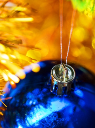 blue christmas ball hang in decorationの写真素材