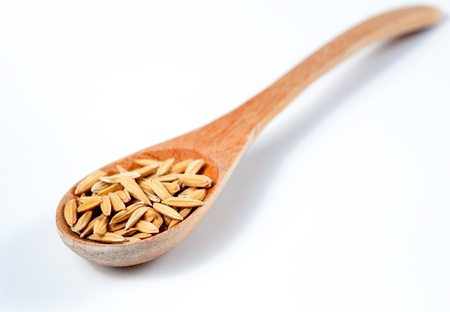 paddy in wooden spoonの写真素材