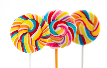 lollipop arranged on white backgroundの写真素材