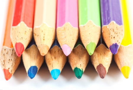 colored pencil stack close upの写真素材