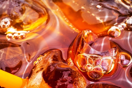 close up cold soft drink and iceの写真素材
