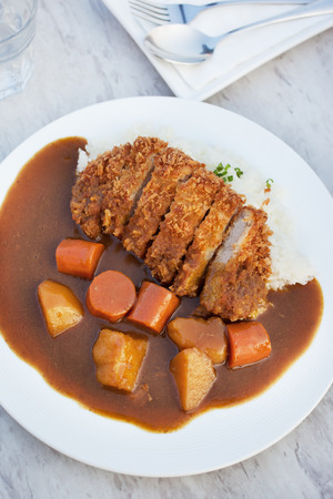 japanese tonkatsu pork curry riceの写真素材
