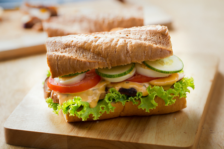 homemade grilled chicken sandwich with dressing  for mealの写真素材