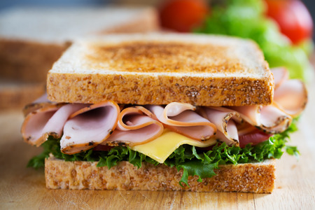 pepper ham sandwich with whole wheat breadの写真素材