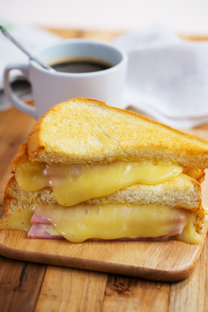 ham cheese sandwich for breakfastの写真素材