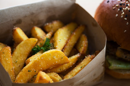 french fries in boxの写真素材