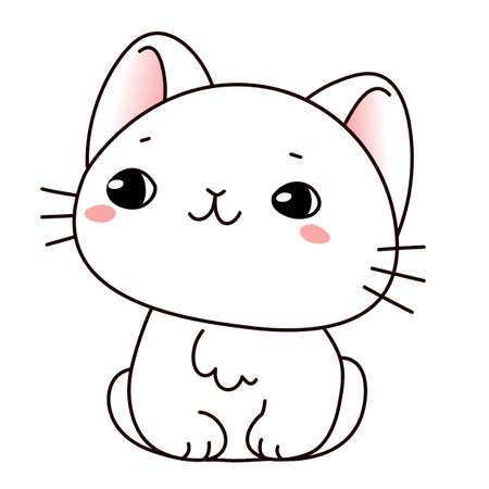 Vector illustration of cute sitting cat on white color backgroundのイラスト素材